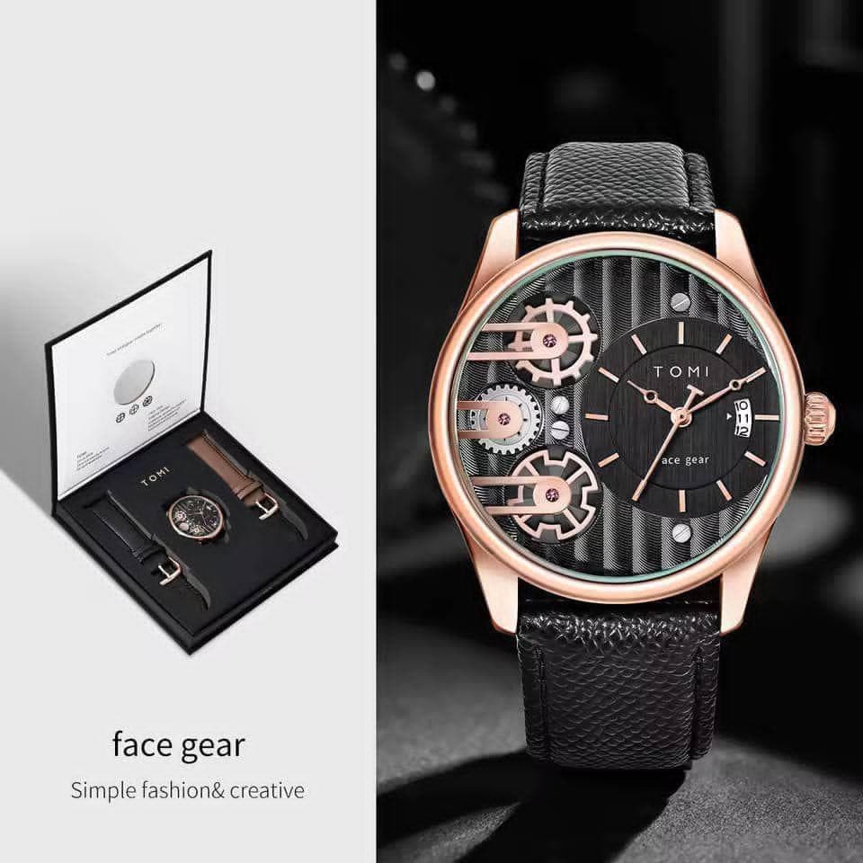 TOMI “Face Gear” Mechanical-Style Watch – Gift Set Edition